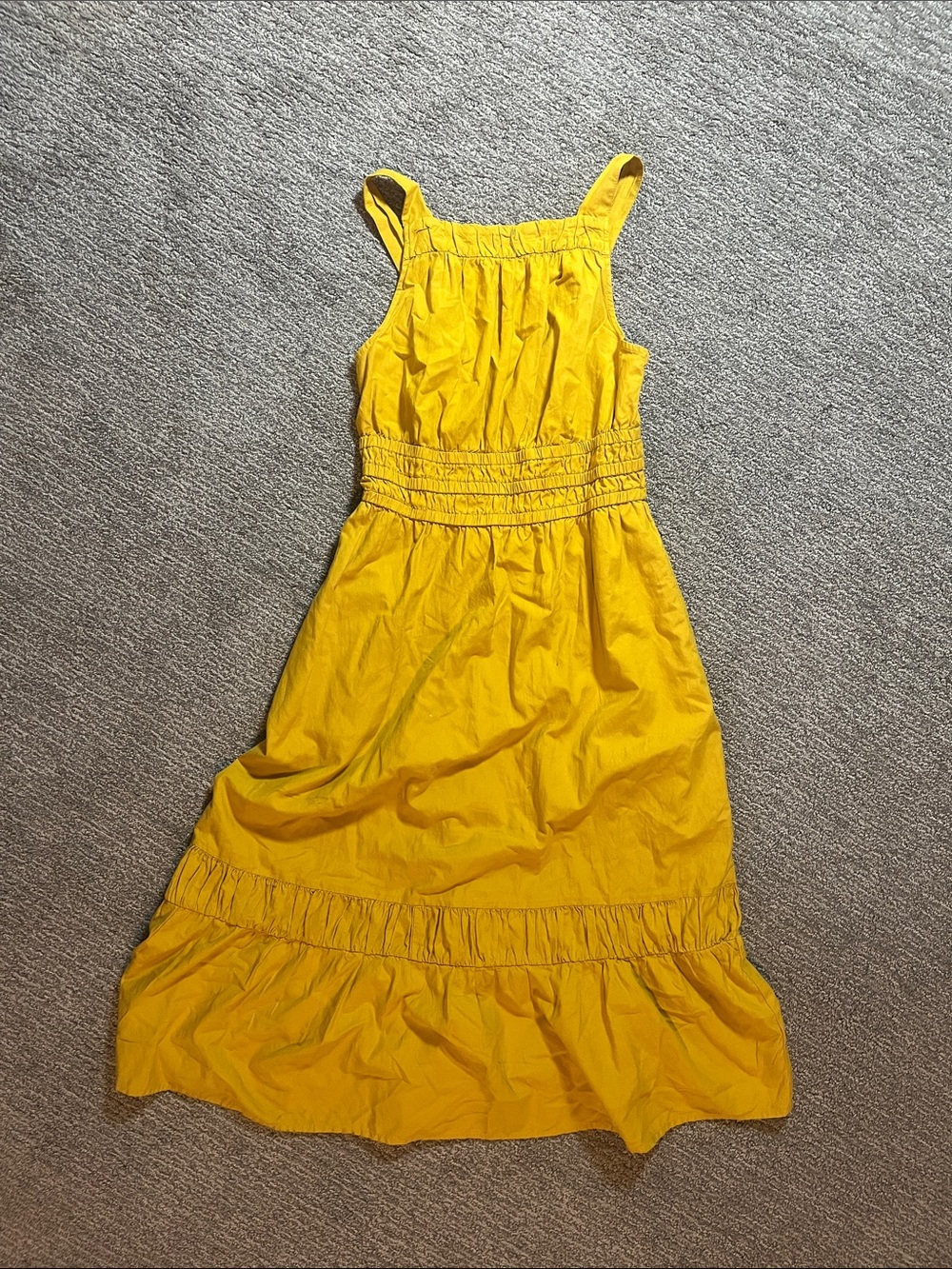 Time and Tru Mustard Yellow Smocked Maxi Sundress